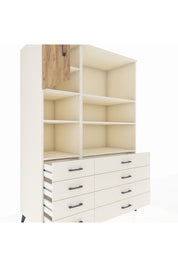Kronos Dolap 7 Raflı 8 Çekmeceli Tek Kapaklı 132x59x195 Aytaşı-Çam/Aytaşı