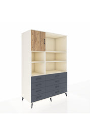 Kronos Dolap 7 Raflı 8 Çekmeceli Tek Kapaklı 132x59x195 Aytaşı-Çam/Antrasit