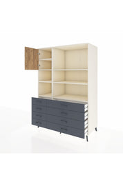 Kronos Dolap 7 Raflı 8 Çekmeceli Tek Kapaklı 132x59x195 Aytaşı-Çam/Antrasit