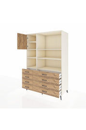 Kronos Dolap 7 Raflı 8 Çekmeceli Tek Kapaklı 132x59x195 Aytaşı-Çam/Çam