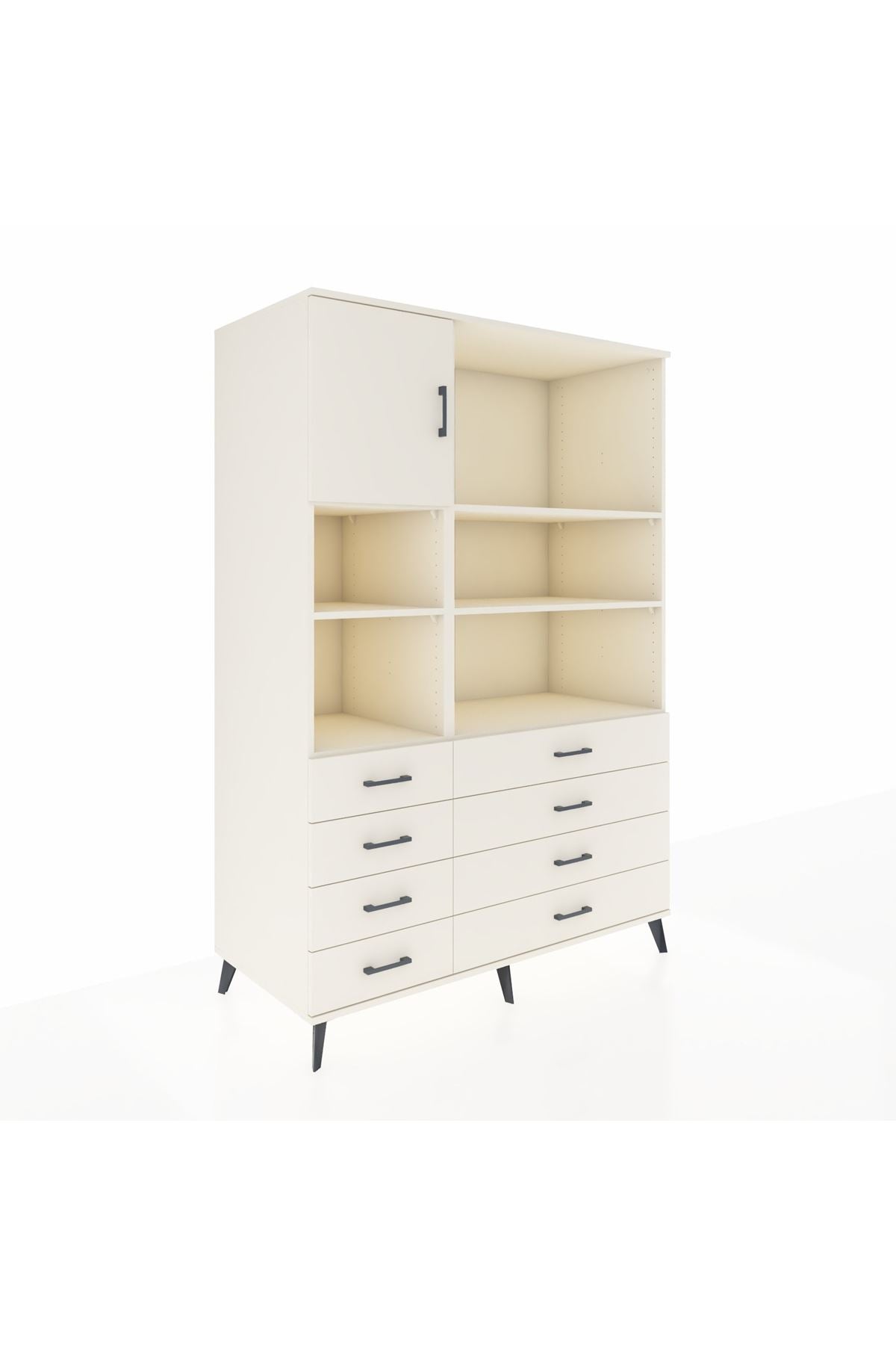 Kronos Dolap 7 Raflı 8 Çekmeceli Tek Kapaklı 132x59x195 Aytaşı-Aytaşı/Aytaşı