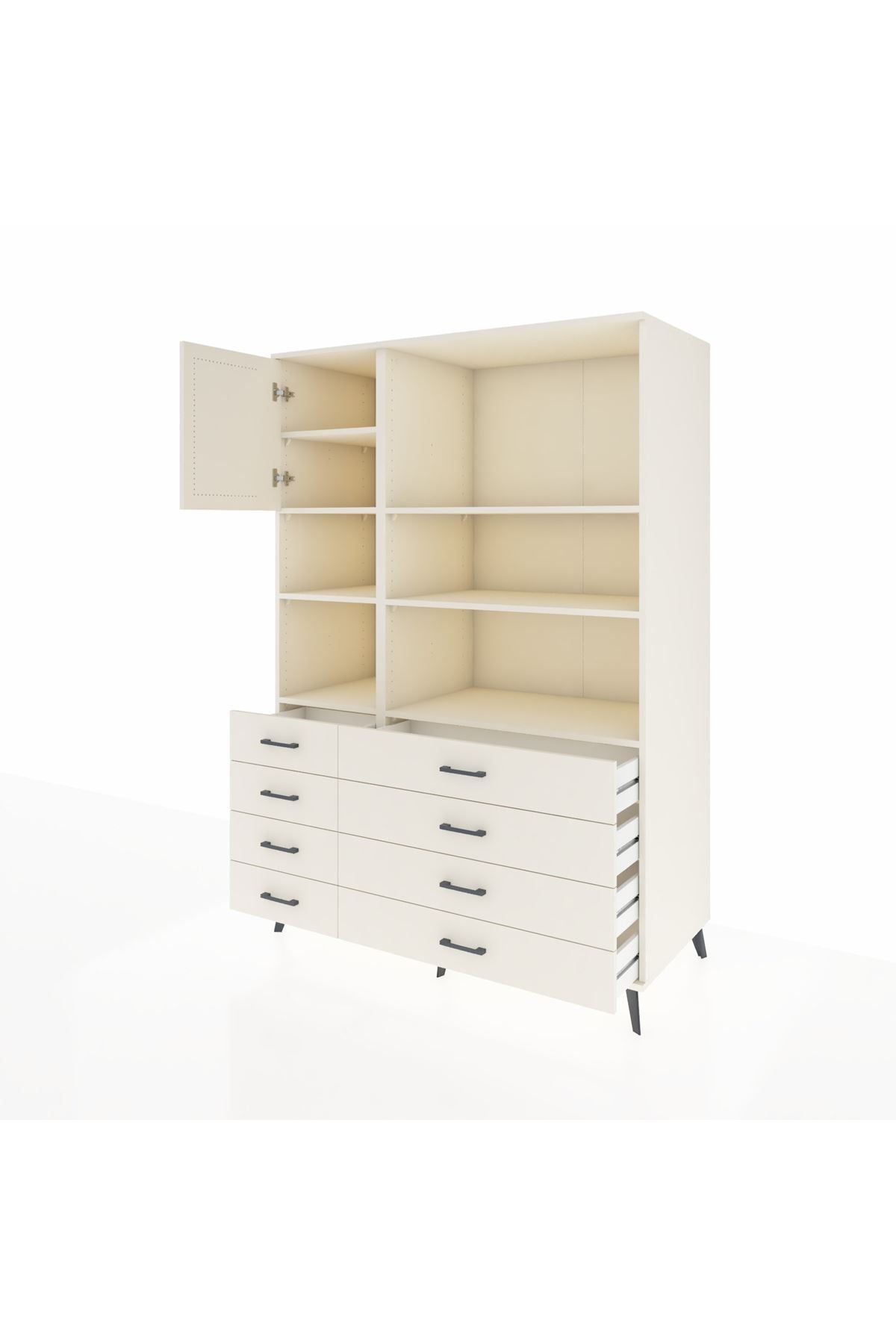 Kronos Dolap 7 Raflı 8 Çekmeceli Tek Kapaklı 132x59x195 Aytaşı-Aytaşı/Aytaşı