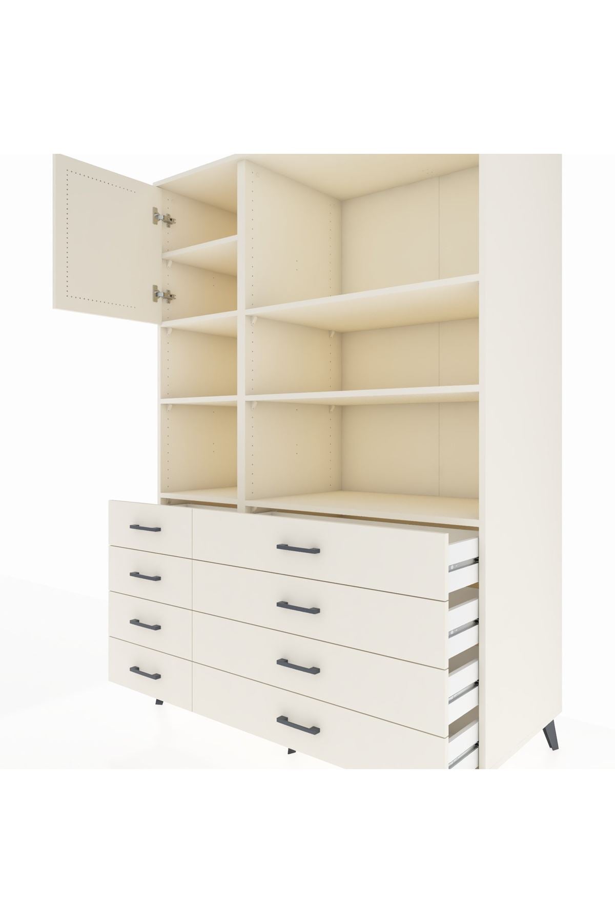 Kronos Dolap 7 Raflı 8 Çekmeceli Tek Kapaklı 132x59x195 Aytaşı-Aytaşı/Aytaşı