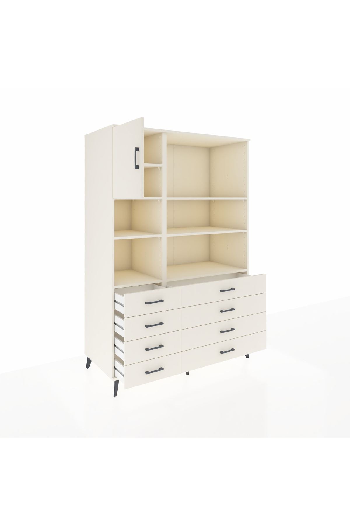 Kronos Dolap 7 Raflı 8 Çekmeceli Tek Kapaklı 132x59x195 Aytaşı-Aytaşı/Aytaşı