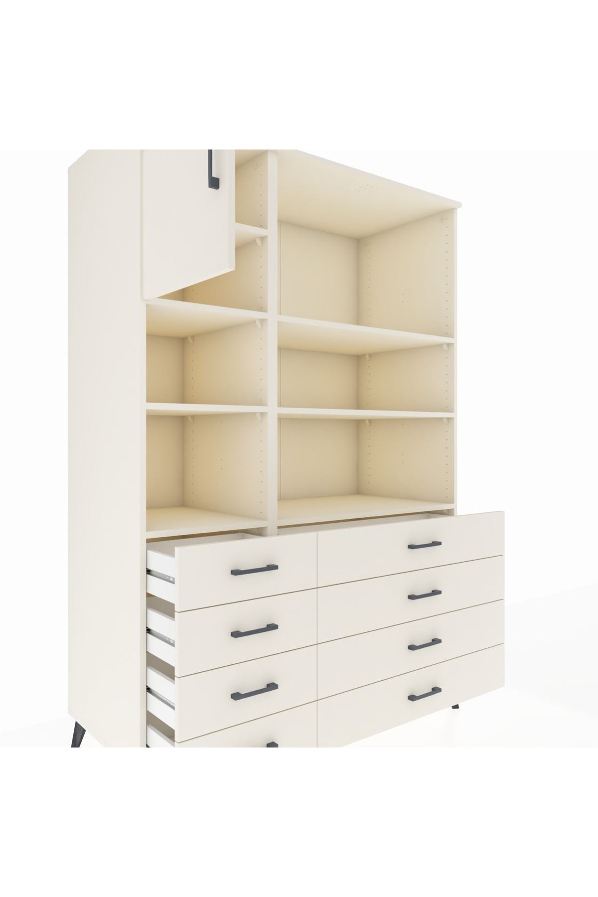 Kronos Dolap 7 Raflı 8 Çekmeceli Tek Kapaklı 132x59x195 Aytaşı-Aytaşı/Aytaşı