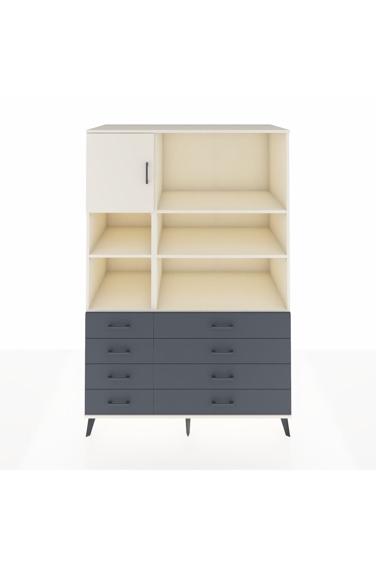 Kronos Dolap 7 Raflı 8 Çekmeceli Tek Kapaklı 132x59x195 Aytaşı-Aytaşı/Antrasit