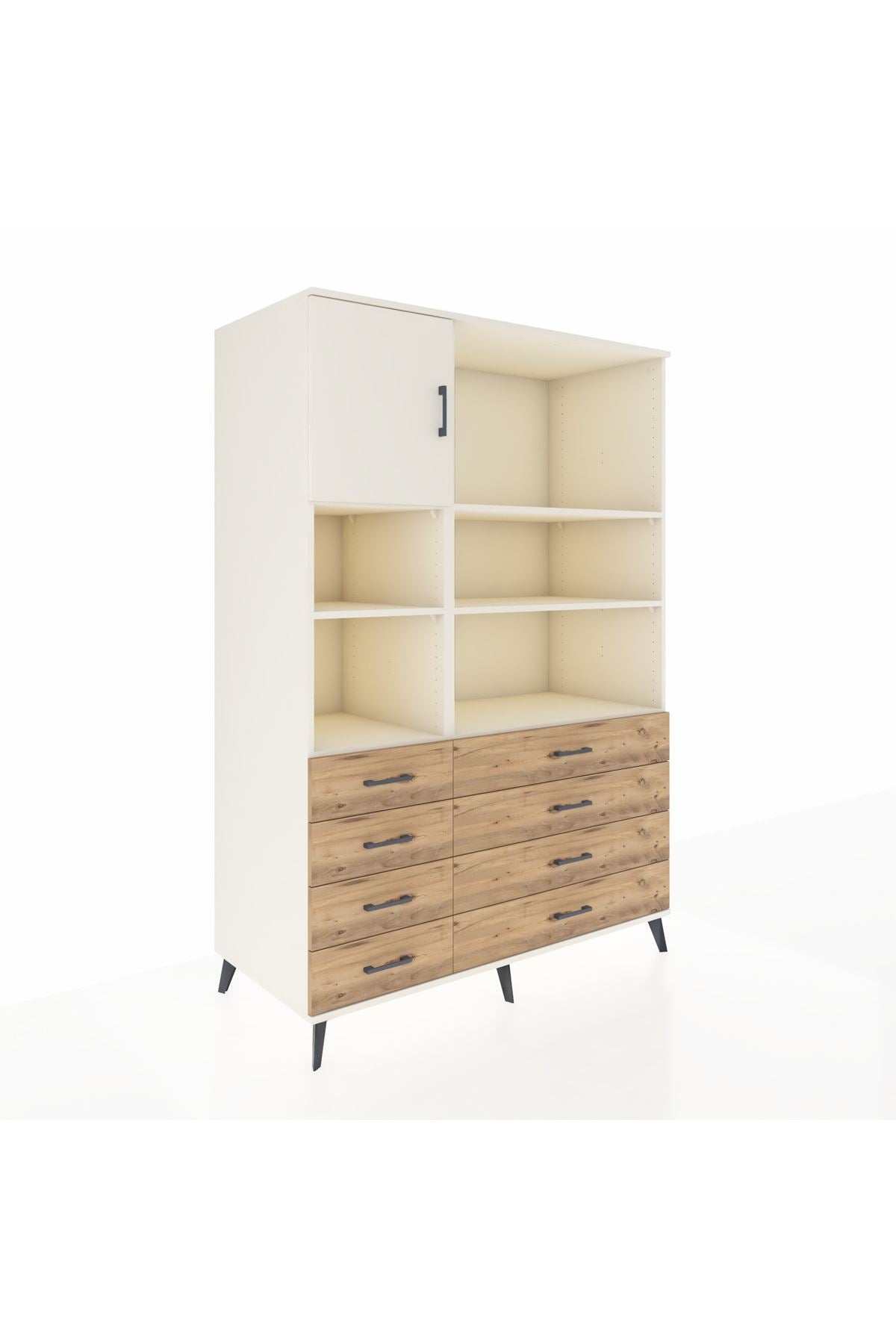 Kronos Dolap 7 Raflı 8 Çekmeceli Tek Kapaklı 132x59x195 Aytaşı-Aytaşı/Çam