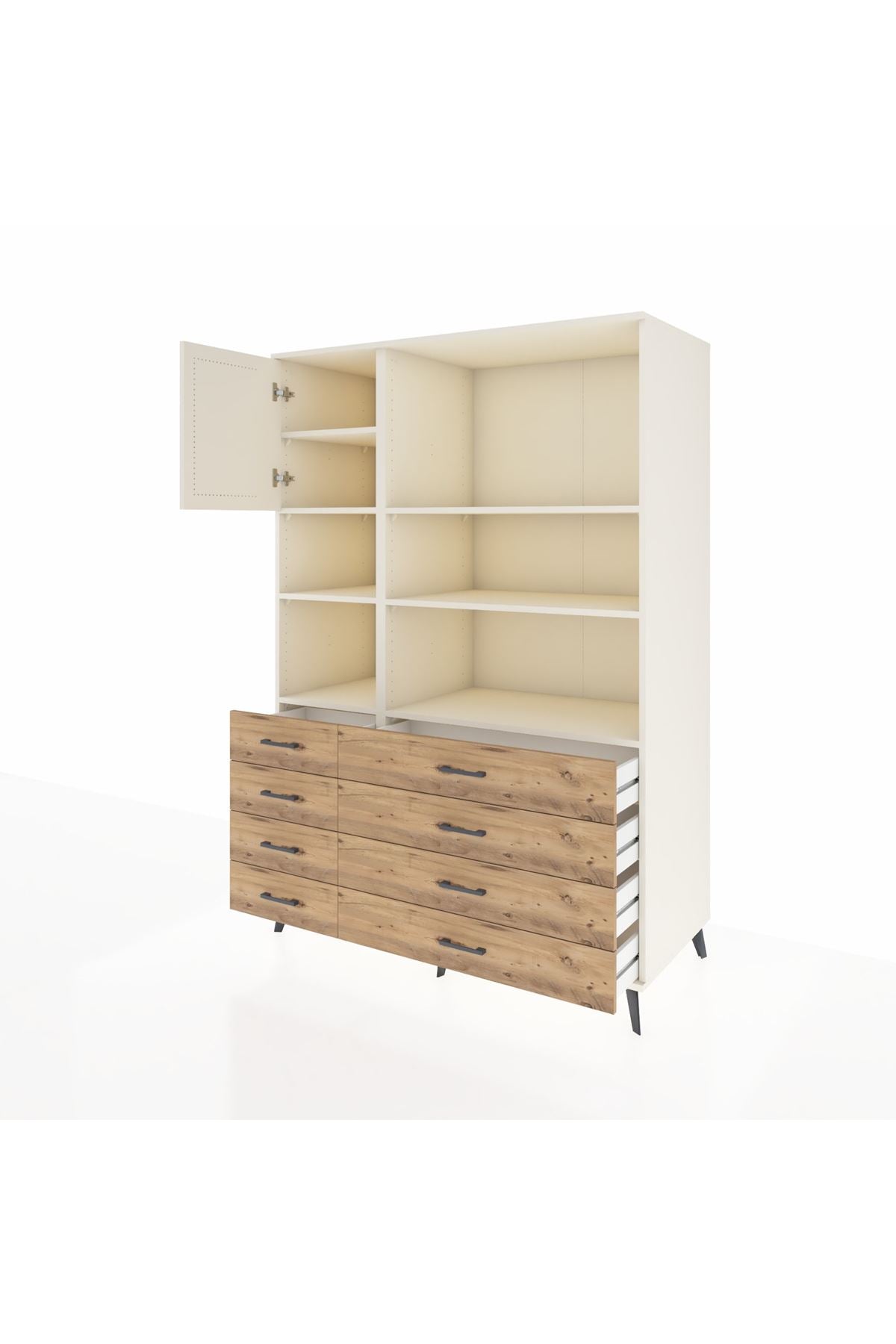 Kronos Dolap 7 Raflı 8 Çekmeceli Tek Kapaklı 132x59x195 Aytaşı-Aytaşı/Çam