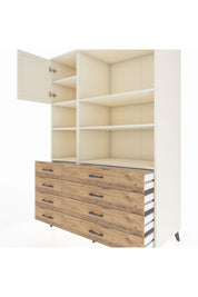 Kronos Dolap 7 Raflı 8 Çekmeceli Tek Kapaklı 132x59x195 Aytaşı-Aytaşı/Çam