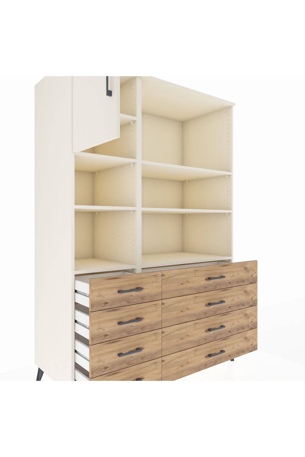 Kronos Dolap 7 Raflı 8 Çekmeceli Tek Kapaklı 132x59x195 Aytaşı-Aytaşı/Çam