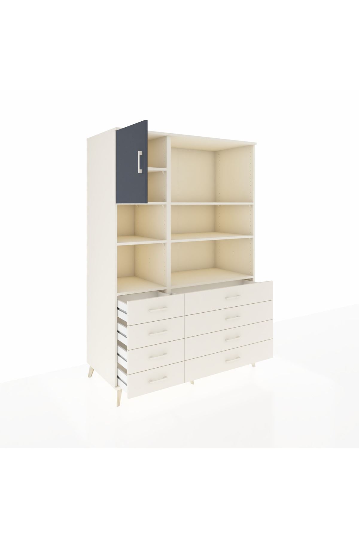 Kronos Dolap 7 Raflı 8 Çekmeceli Tek Kapaklı 132x59x195 Aytaşı-Antrasit/Aytaşı