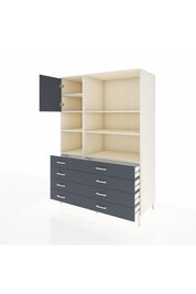 Kronos Dolap 7 Raflı 8 Çekmeceli Tek Kapaklı 132x59x195 Aytaşı-Antrasit/Antrasit