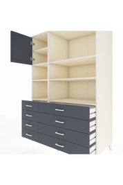 Kronos Dolap 7 Raflı 8 Çekmeceli Tek Kapaklı 132x59x195 Aytaşı-Antrasit/Antrasit