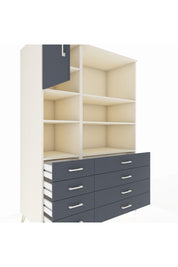 Kronos Dolap 7 Raflı 8 Çekmeceli Tek Kapaklı 132x59x195 Aytaşı-Antrasit/Antrasit