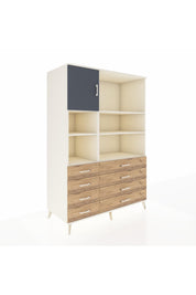 Kronos Dolap 7 Raflı 8 Çekmeceli Tek Kapaklı 132x59x195 Aytaşı-Antrasit/Çam