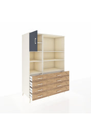 Kronos Dolap 7 Raflı 8 Çekmeceli Tek Kapaklı 132x59x195 Aytaşı-Antrasit/Çam