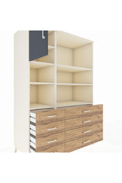 Kronos Dolap 7 Raflı 8 Çekmeceli Tek Kapaklı 132x59x195 Aytaşı-Antrasit/Çam