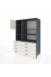 Kronos Dolap 7 Raflı 8 Çekmeceli Tek Kapaklı 132x59x195 Antrasit-Aytaşı/Aytaşı