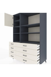 Kronos Dolap 7 Raflı 8 Çekmeceli Tek Kapaklı 132x59x195 Antrasit-Aytaşı/Aytaşı