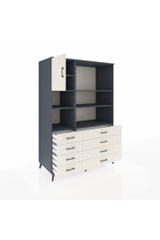 Kronos Dolap 7 Raflı 8 Çekmeceli Tek Kapaklı 132x59x195 Antrasit-Aytaşı/Aytaşı