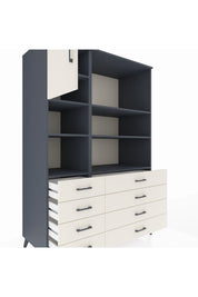 Kronos Dolap 7 Raflı 8 Çekmeceli Tek Kapaklı 132x59x195 Antrasit-Aytaşı/Aytaşı