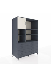 Kronos Dolap 7 Raflı 8 Çekmeceli Tek Kapaklı 132x59x195 Antrasit-Aytaşı/Antrasit