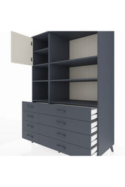 Kronos Dolap 7 Raflı 8 Çekmeceli Tek Kapaklı 132x59x195 Antrasit-Aytaşı/Antrasit