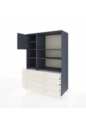 Kronos Dolap 7 Raflı 8 Çekmeceli Tek Kapaklı 132x59x195 Antrasit-Antrasit/Aytaşı