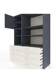 Kronos Dolap 7 Raflı 8 Çekmeceli Tek Kapaklı 132x59x195 Antrasit-Antrasit/Aytaşı