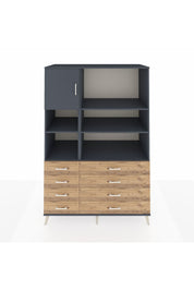 Kronos Dolap 7 Raflı 8 Çekmeceli Tek Kapaklı 132x59x195 Antrasit-Antrasit/Çam