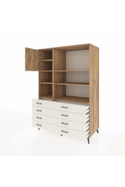 Kronos Dolap 7 Raflı 8 Çekmeceli Tek Kapaklı 132x59x195 Çam-Çam/Aytaşı