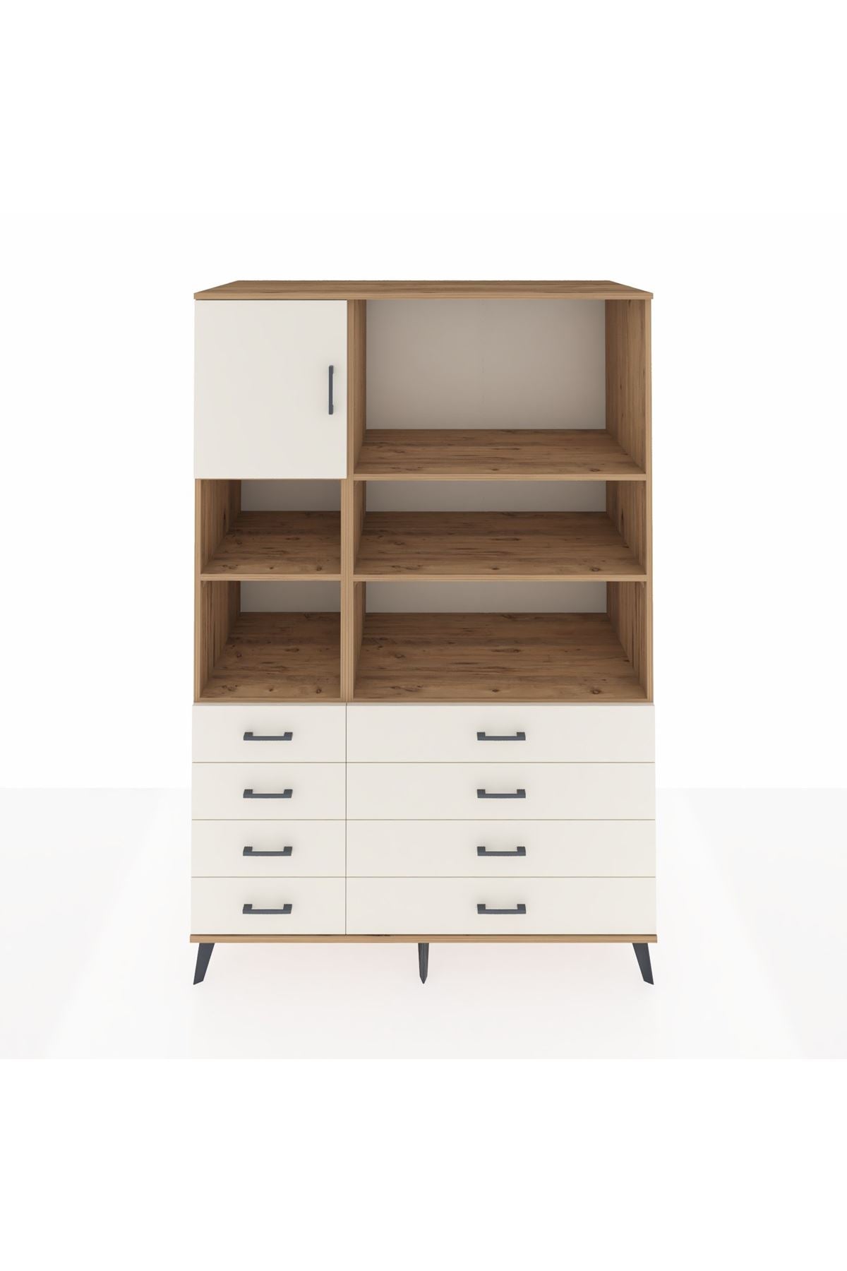 Kronos Dolap 7 Raflı 8 Çekmeceli Tek Kapaklı 132x59x195 Çam-Aytaşı/Aytaşı