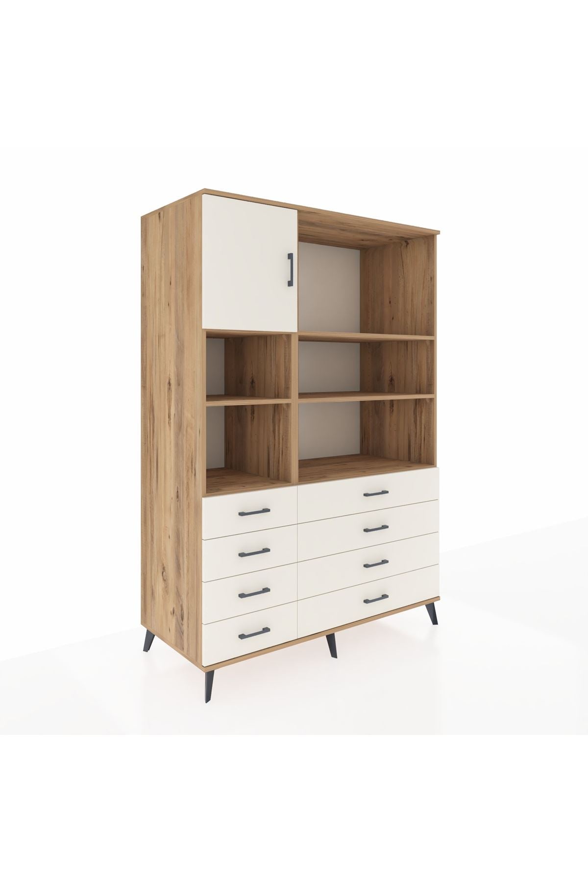 Kronos Dolap 7 Raflı 8 Çekmeceli Tek Kapaklı 132x59x195 Çam-Aytaşı/Aytaşı