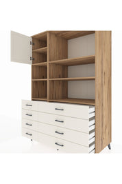 Kronos Dolap 7 Raflı 8 Çekmeceli Tek Kapaklı 132x59x195 Çam-Aytaşı/Aytaşı