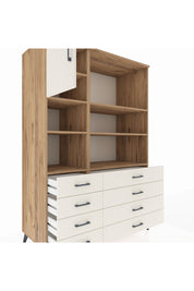 Kronos Dolap 7 Raflı 8 Çekmeceli Tek Kapaklı 132x59x195 Çam-Aytaşı/Aytaşı