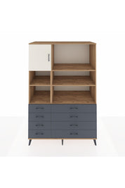 Kronos Dolap 7 Raflı 8 Çekmeceli Tek Kapaklı 132x59x195 Çam-Aytaşı/Antrasit