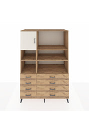Kronos Dolap 7 Raflı 8 Çekmeceli Tek Kapaklı 132x59x195 Çam-Aytaşı/Çam