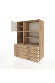 Kronos Dolap 7 Raflı 8 Çekmeceli Tek Kapaklı 132x59x195 Çam-Aytaşı/Çam