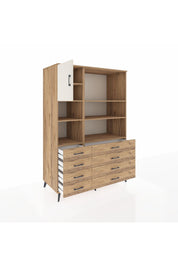 Kronos Dolap 7 Raflı 8 Çekmeceli Tek Kapaklı 132x59x195 Çam-Aytaşı/Çam