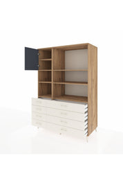 Kronos Dolap 7 Raflı 8 Çekmeceli Tek Kapaklı 132x59x195 Çam-Antrasit/Aytaşı