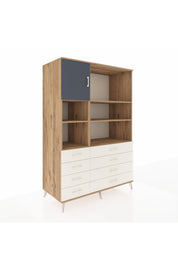 Kronos Dolap 7 Raflı 8 Çekmeceli Tek Kapaklı 132x59x195 Çam-Antrasit/Aytaşı