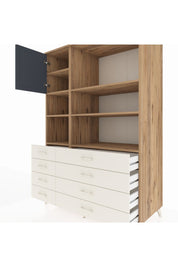 Kronos Dolap 7 Raflı 8 Çekmeceli Tek Kapaklı 132x59x195 Çam-Antrasit/Aytaşı