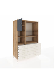 Kronos Dolap 7 Raflı 8 Çekmeceli Tek Kapaklı 132x59x195 Çam-Antrasit/Aytaşı