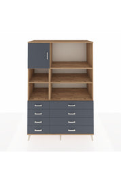 Kronos Dolap 7 Raflı 8 Çekmeceli Tek Kapaklı 132x59x195 Çam-Antrasit/Antrasit