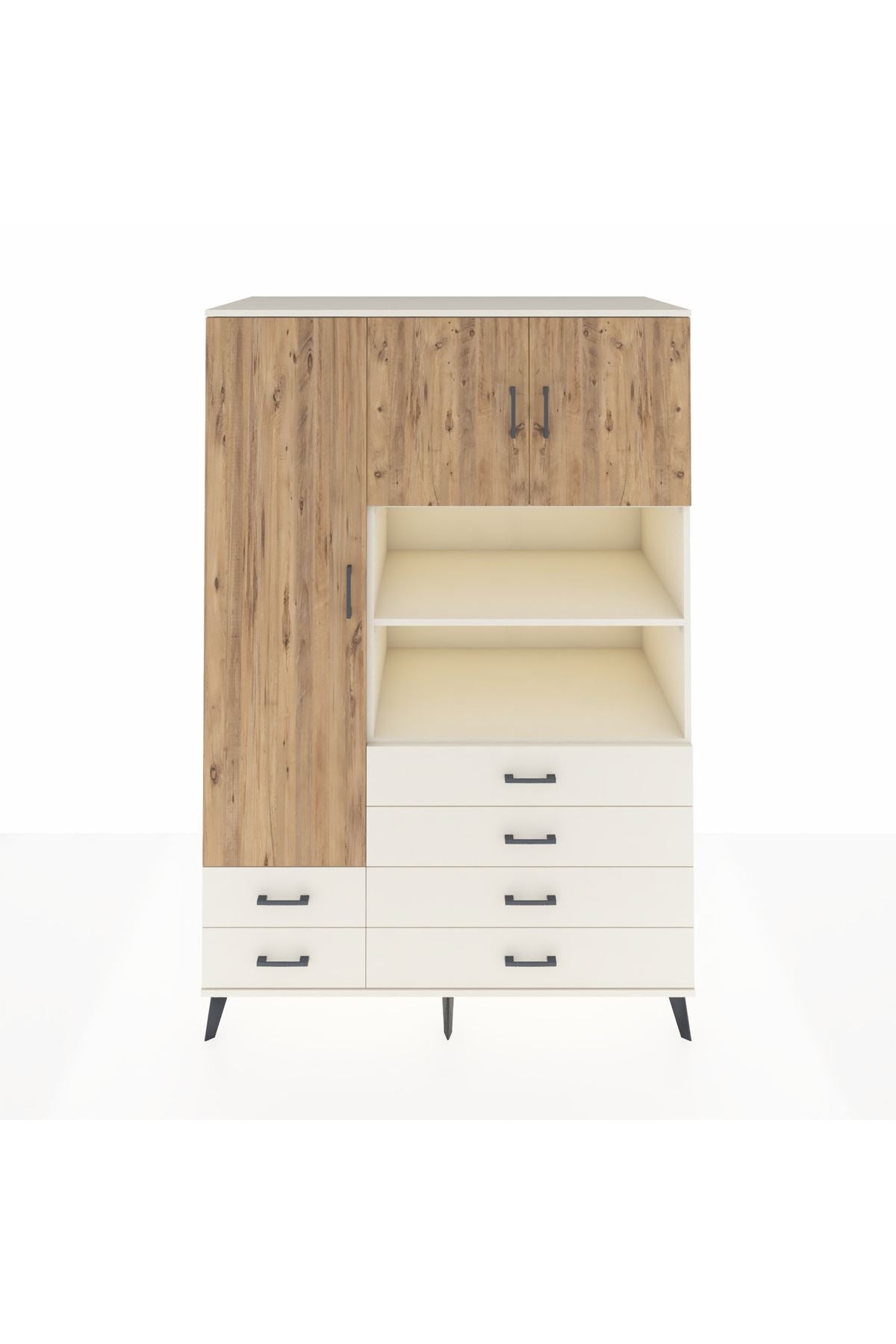 Kronos Dolap 8 Raflı 6 Çekmeceli 3 Kapaklı 132x59x195 Aytaşı-Çam/Aytaşı