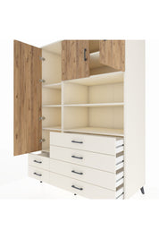 Kronos Dolap 8 Raflı 6 Çekmeceli 3 Kapaklı 132x59x195 Aytaşı-Çam/Aytaşı