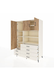 Kronos Dolap 8 Raflı 6 Çekmeceli 3 Kapaklı 132x59x195 Aytaşı-Çam/Aytaşı