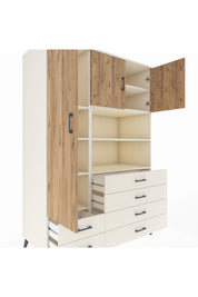 Kronos Dolap 8 Raflı 6 Çekmeceli 3 Kapaklı 132x59x195 Aytaşı-Çam/Aytaşı