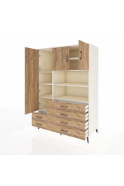 Kronos Dolap 8 Raflı 6 Çekmeceli 3 Kapaklı 132x59x195 Aytaşı-Çam/Çam