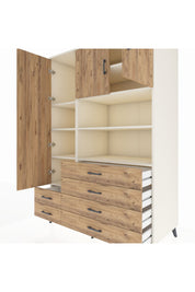 Kronos Dolap 8 Raflı 6 Çekmeceli 3 Kapaklı 132x59x195 Aytaşı-Çam/Çam